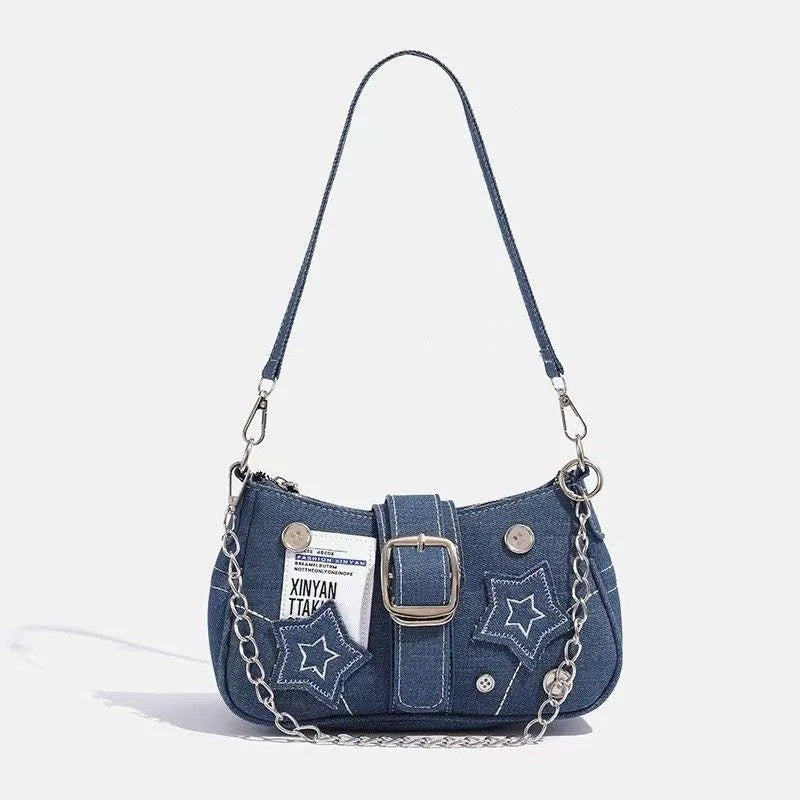 Y2k Stars Pattern  Shoulder Bags Chain Tote Purses