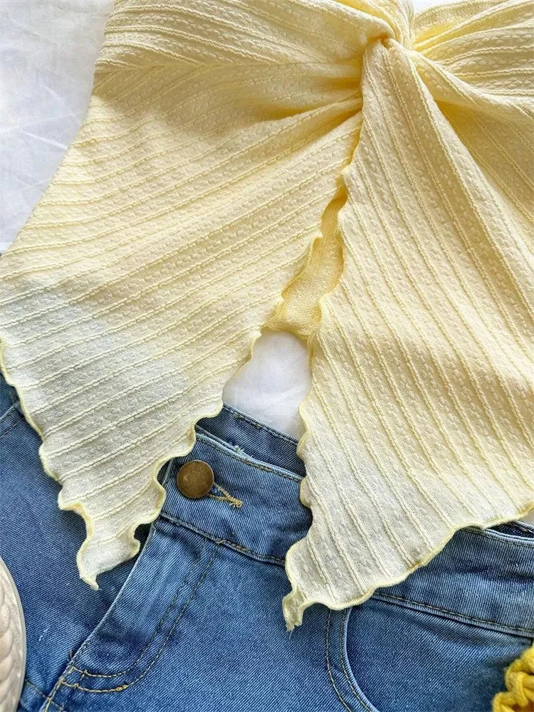 Twist Knot Cropped Tube Top f