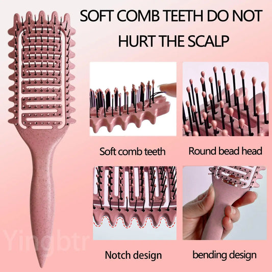 Curly Hair Brush Hollow out Curl Define Styling Brush Detangling Brush Multi-purpose Home Styling Tools