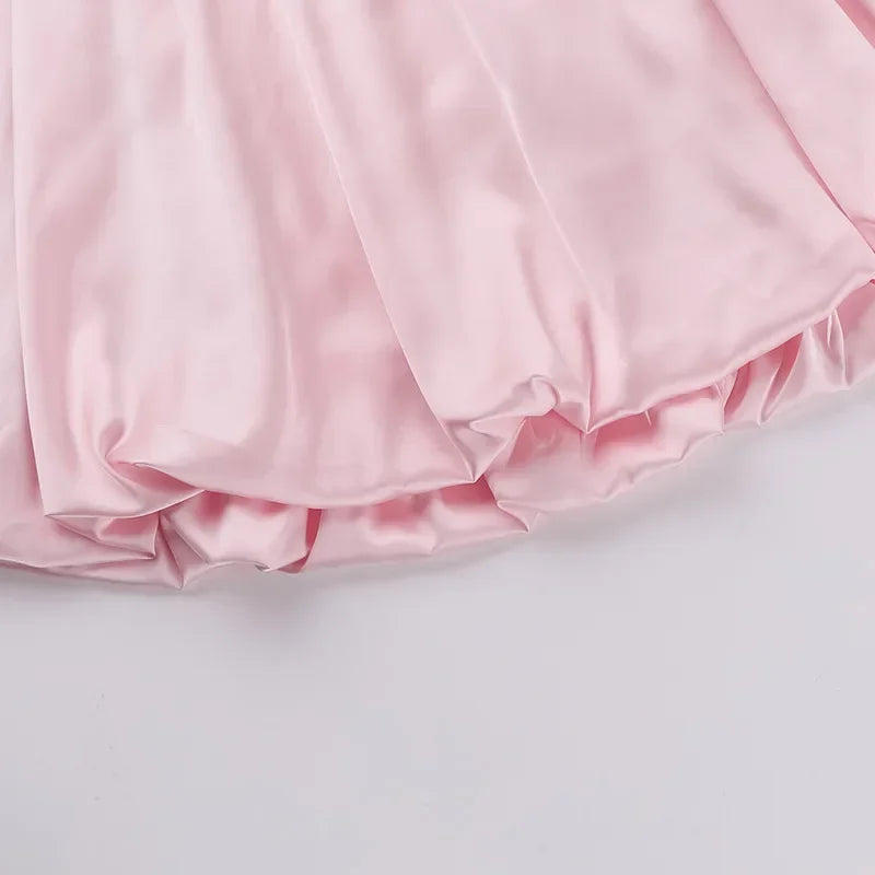 Sexy Bandeau Mini Dress Women Off Shoulder Sleeveless Pleated High Waist Elegant Dress