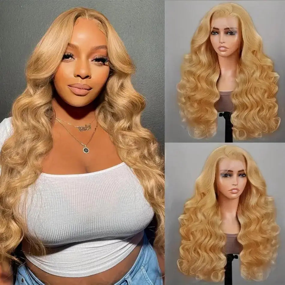 Honey Blonde Human Hair Wig Body Wave Preplucked Brazilian Wig