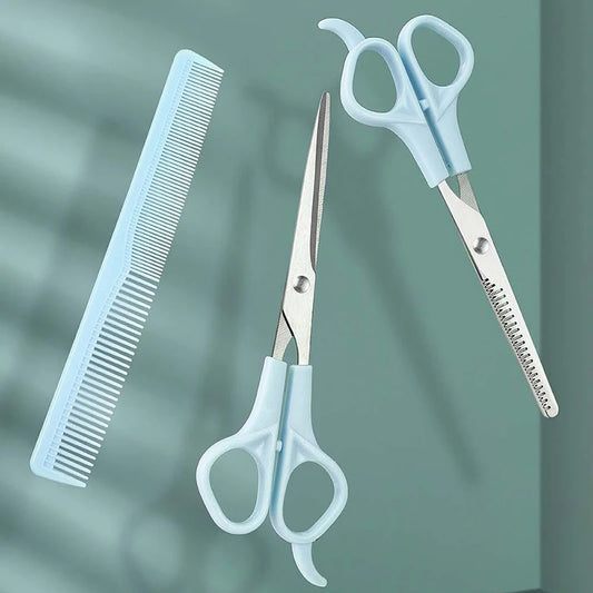 3PCS/Set Hair Cutting with Specialized Bangs Hair Scissors For Thinning Teeth Flat Cutting Tools Stainless Steel Hair Scissors