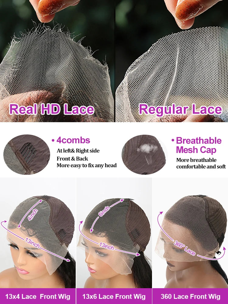 HD Lace Front Human Hair Full Deep Wave Wig