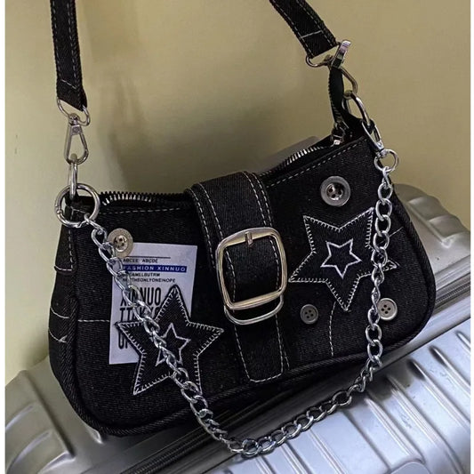 Y2k Stars Pattern  Shoulder Bags Chain Tote Purses