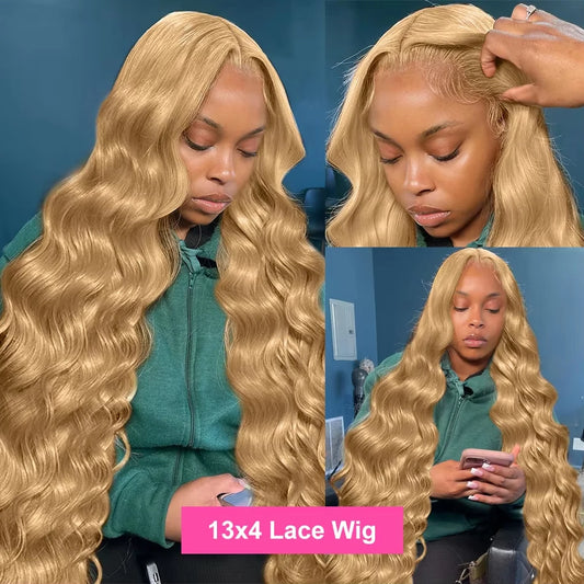 Honey Blonde Human Hair Wig Body Wave
