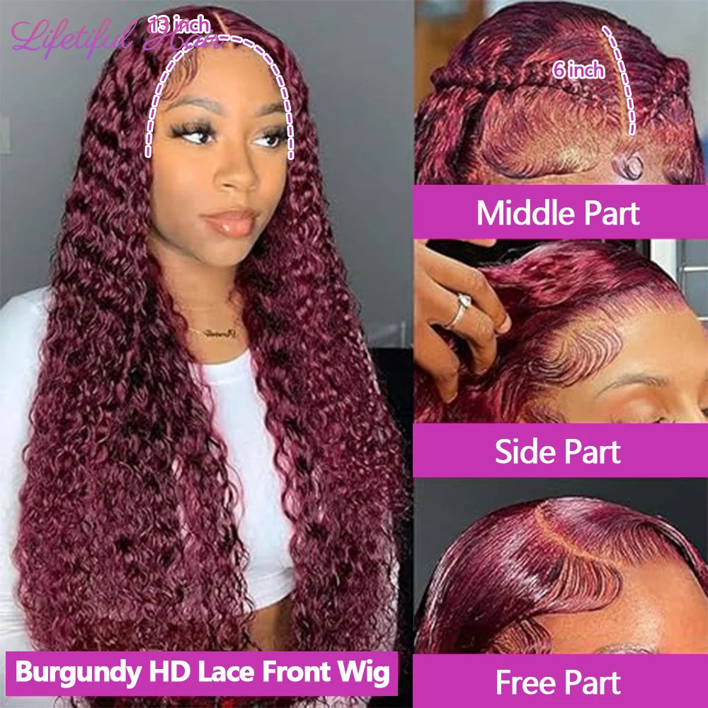 Human Hair Brazilian Water Wave HD Lace Frontal Human Hair Wig