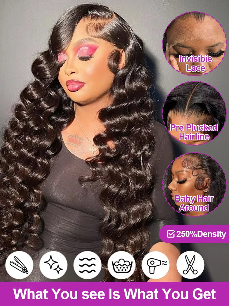 HD Lace Front Human Hair Full Deep Wave Wig