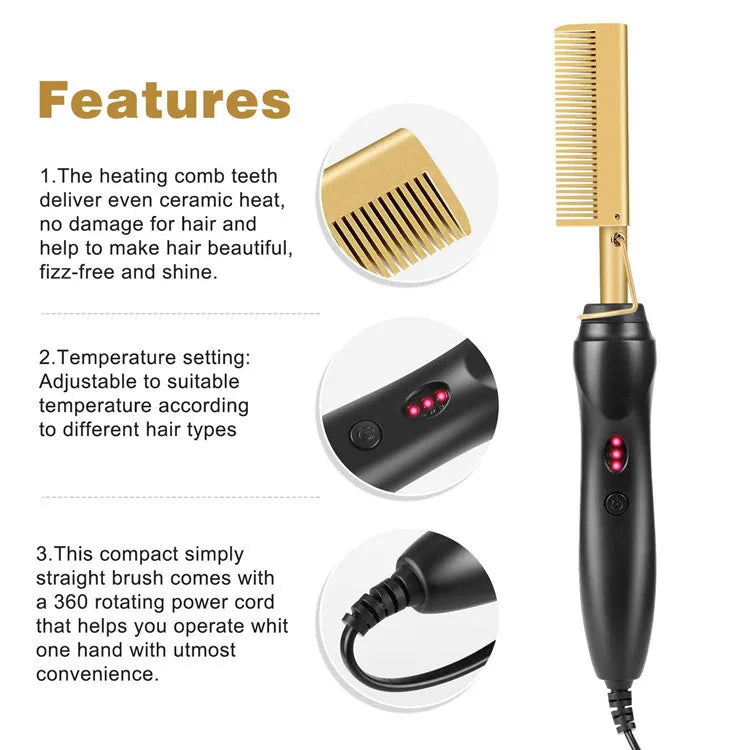 Hot Comb Hair Straightener Brush Hot Comb Pressing Electric Heat electric hair brushes Styling Tools