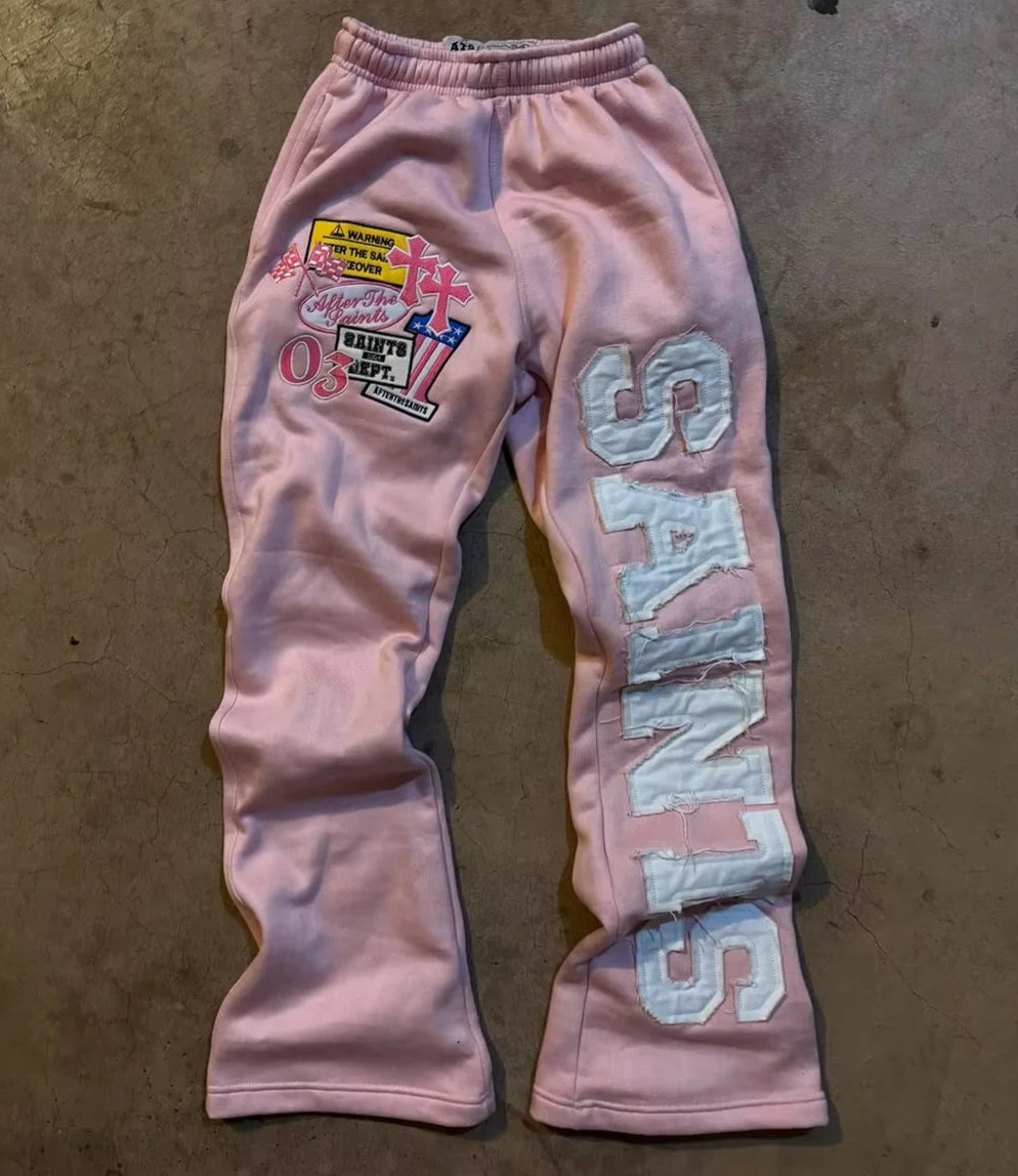 Retro Letter Embroidered Sweatpants Hip-hop