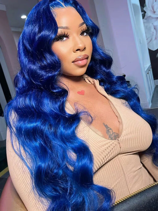 Brazilian Blue Colored HD Transparent Lace Pre Plucked