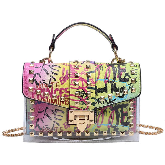 Studded Graffiti Crossbody Bag