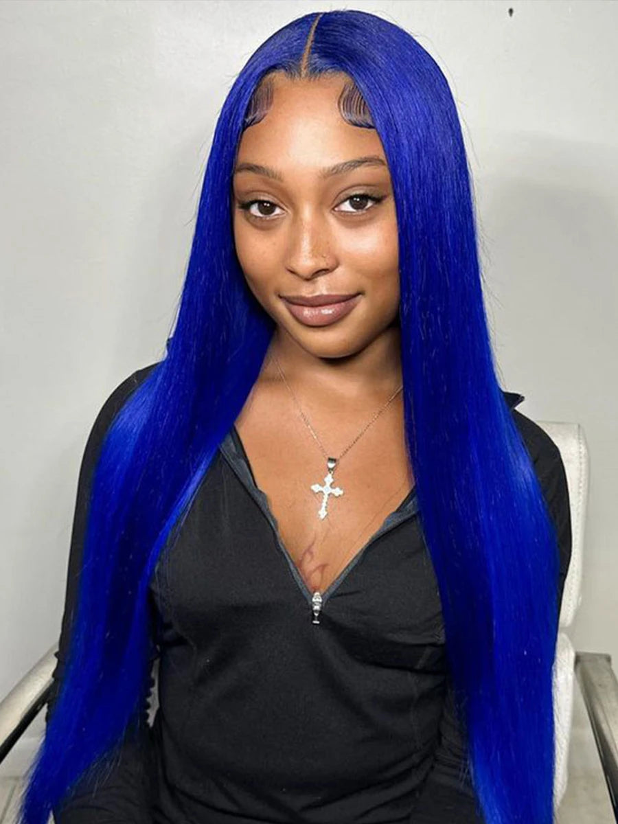 Brazilian Blue Colored HD Transparent Lace Pre Plucked