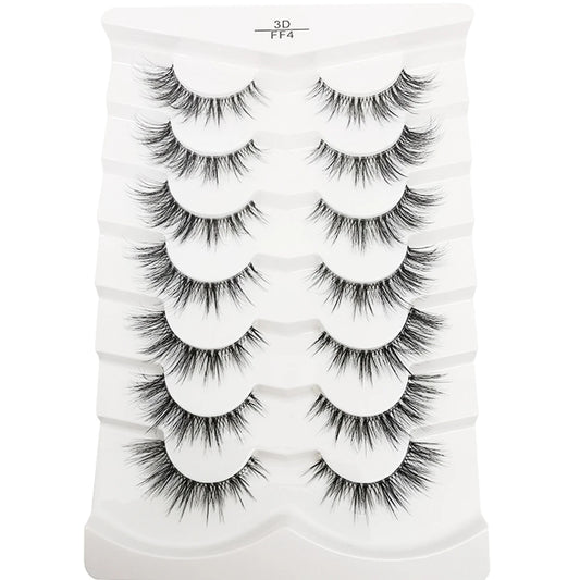7 pairs Cat Eye Lashes Faux Mink Eyelashes Clear Band, Wispy Mink Eyelashes Full Strip Lashes