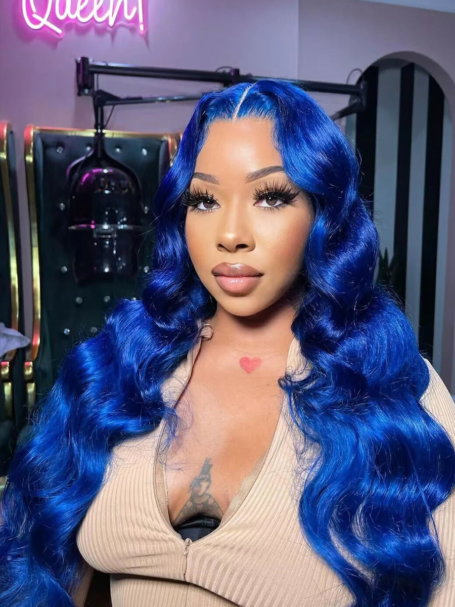 Brazilian Blue Colored HD Transparent Lace Pre Plucked
