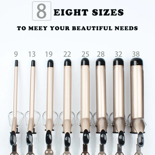 Electric Hair Curler Long Curling Tong Wand 9-38mm LCD Screen