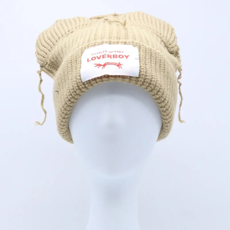 Hooded Lover Boy Knit Double-layer Fox Ear Hat Hip-hop Y2k