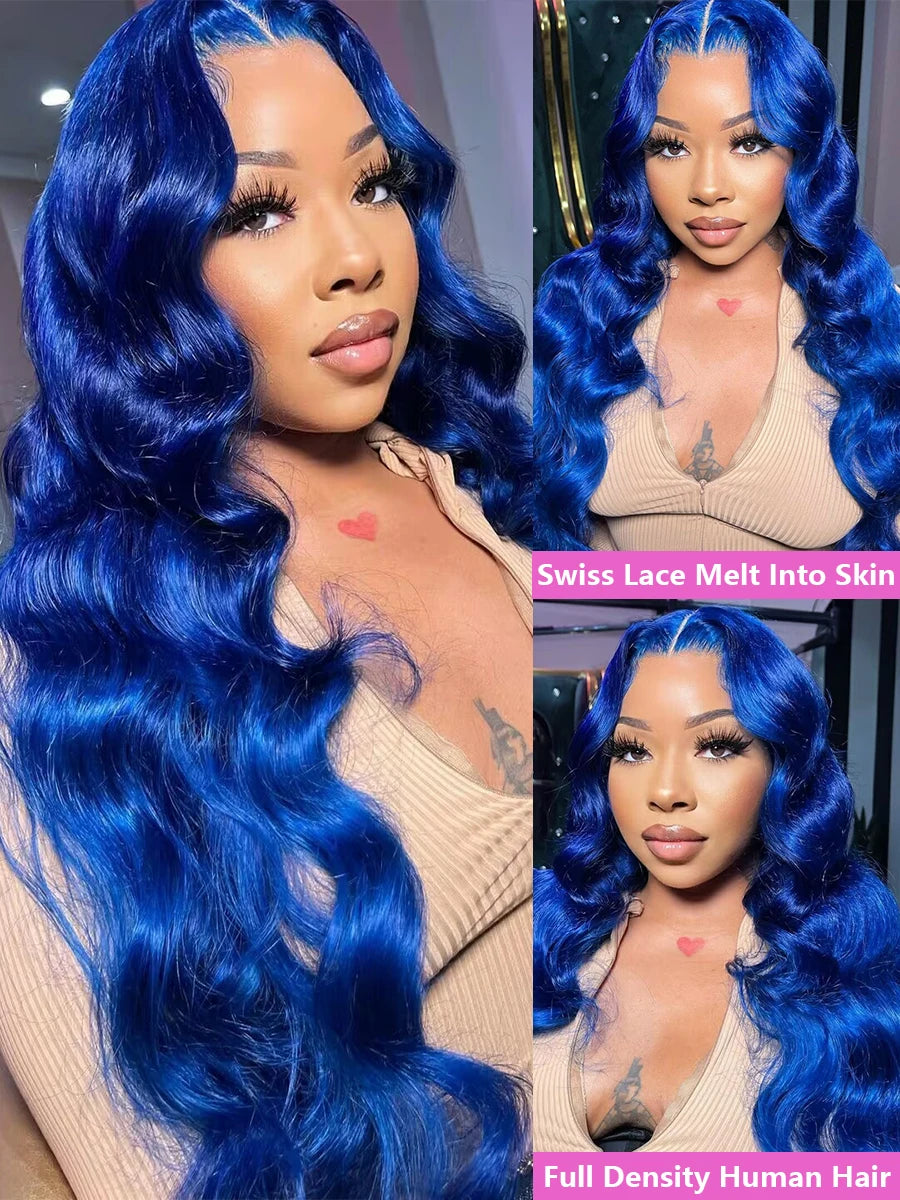 Brazilian Blue Colored HD Transparent Lace Pre Plucked