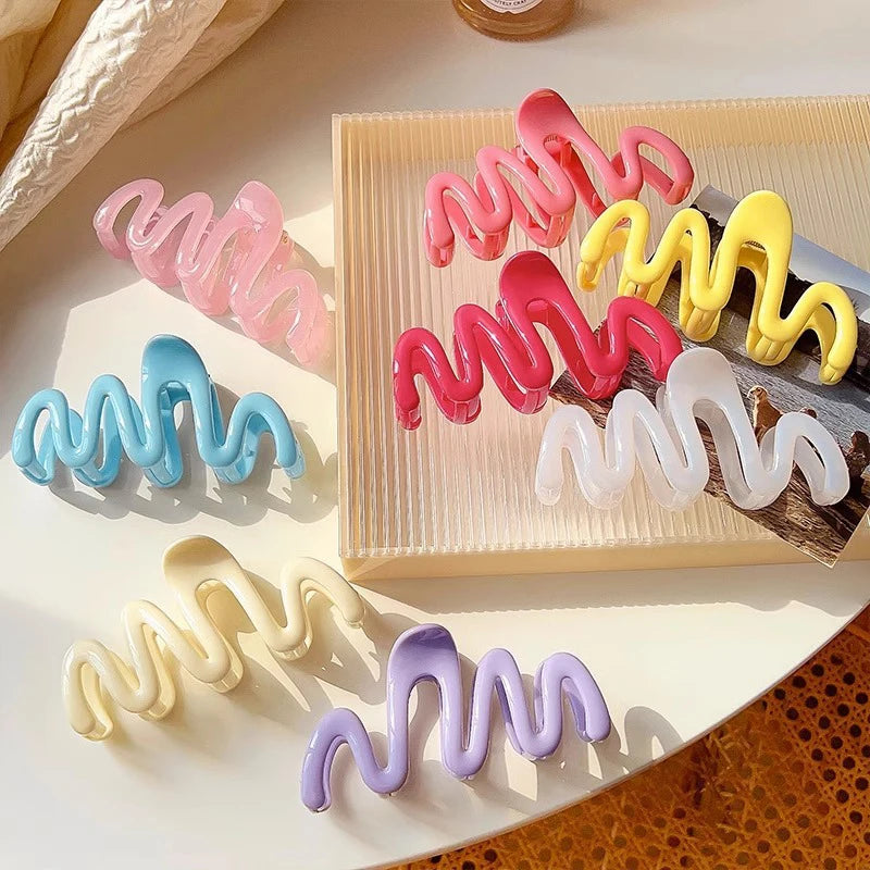 Colorful Women Hair Claw Summer Sweet Wave Hair Clips Large Nonslip Hair Crab Hairpins Fashion Shark Clip Ponytail Accessories