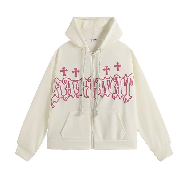Zip Up Loose Hooded Jacket Y2K
