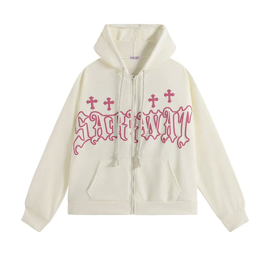 Zip Up Loose Hooded Jacket Y2K