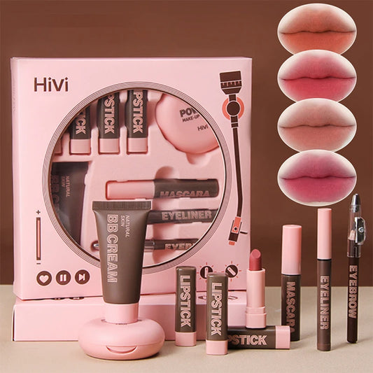 9-piece Lipstick Powder Mascara Eyebrow Pencil Set