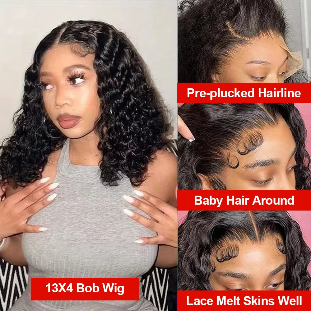 Curly Wig Deep Wave Frontal Wig 13x6 HD Lace Frontal Wig Short Bob Wig Human Hair 13x4 7x5 Glueless Wig Human Hair Ready To Wear