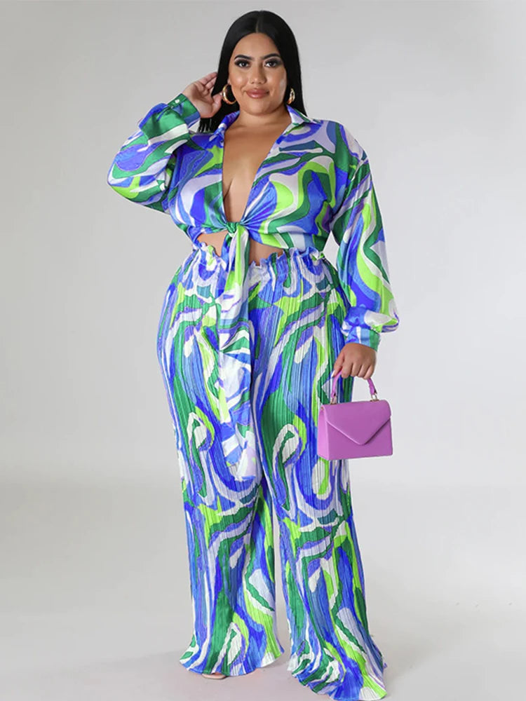 Plus Size Matching Sets,Sexy Top and Trousers Two Piece Setsg