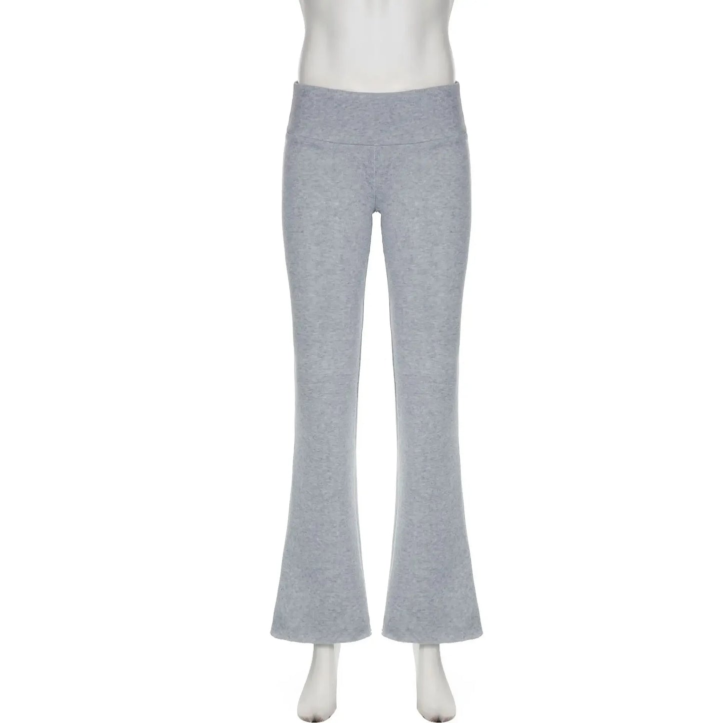 Basic Solid Flare Pants Slim Low-Waisted Boot Cut Pants