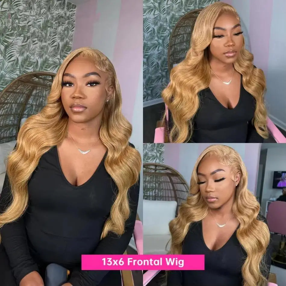 Honey Blonde Human Hair Wig Body Wave