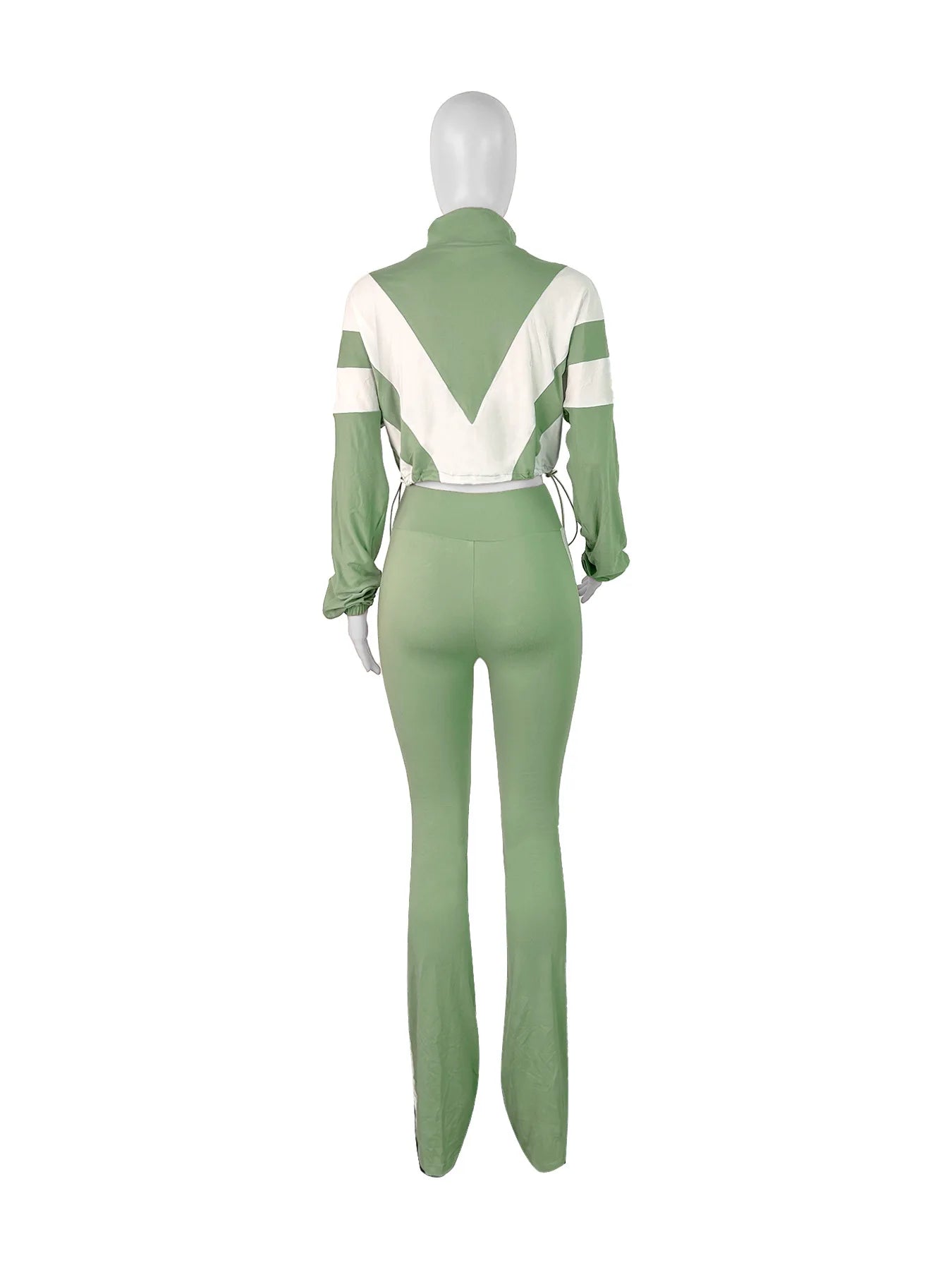 Two Piece Outfits Color Block Long Sleeve Zipper Jacket and Jogger Pants Tracksuit Streetwear