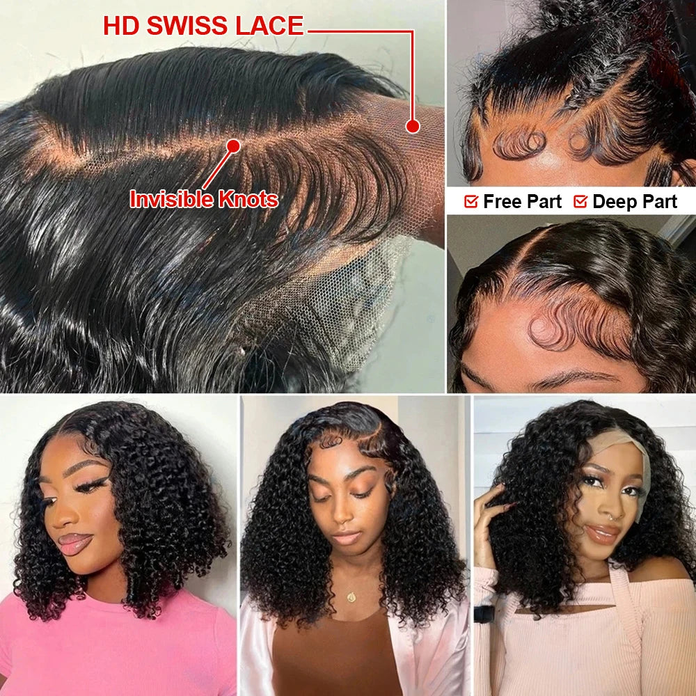 Curly Wig Deep Wave Frontal Wig 13x6 HD Lace Frontal Wig Short Bob Wig Human Hair 13x4 7x5 Glueless Wig Human Hair Ready To Wear