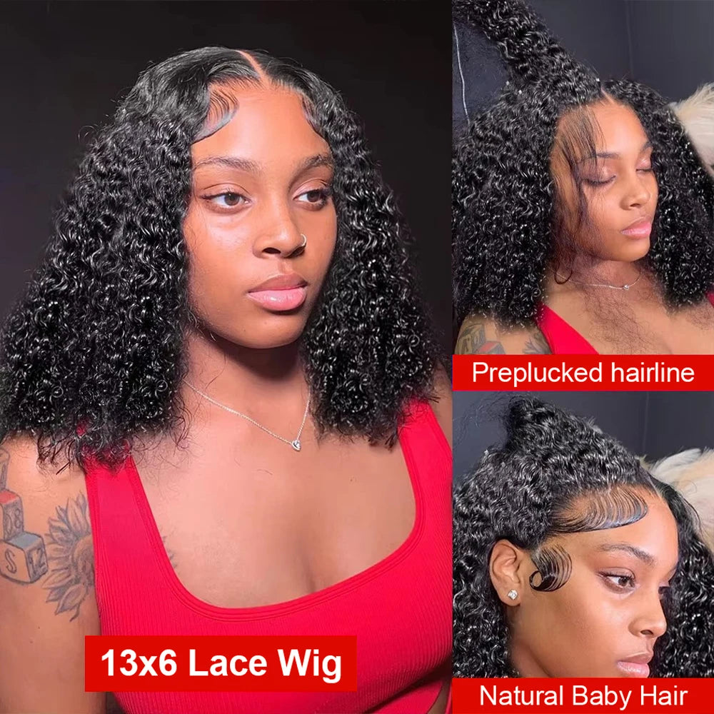 Curly Wig Deep Wave Frontal Wig 13x6 HD Lace Frontal Wig Short Bob Wig Human Hair 13x4 7x5 Glueless Wig Human Hair Ready To Wear