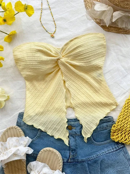 Twist Knot Cropped Tube Top f