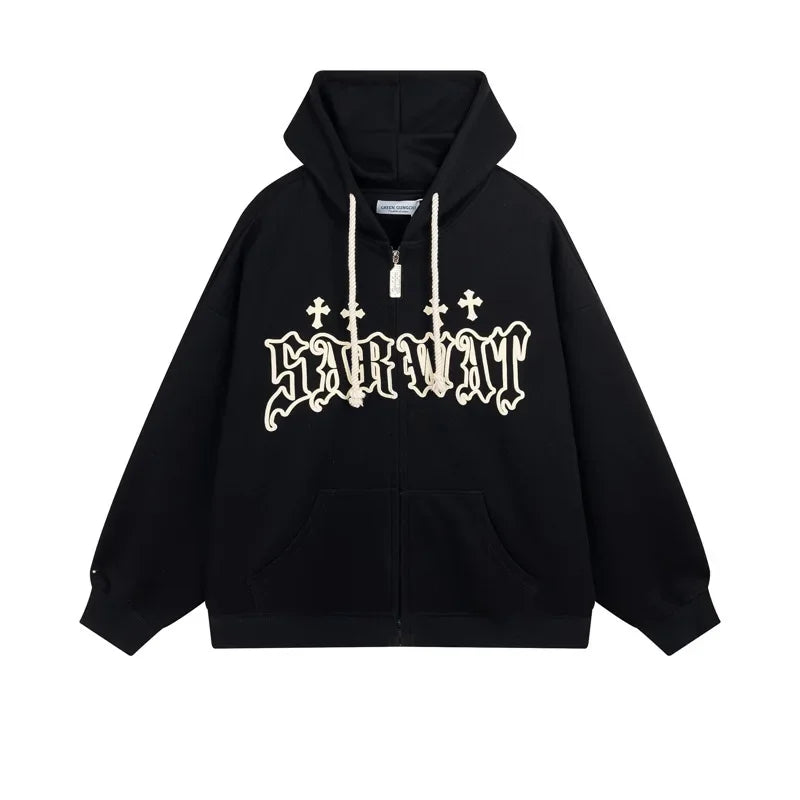 Zip Up Loose Hooded Jacket Y2K