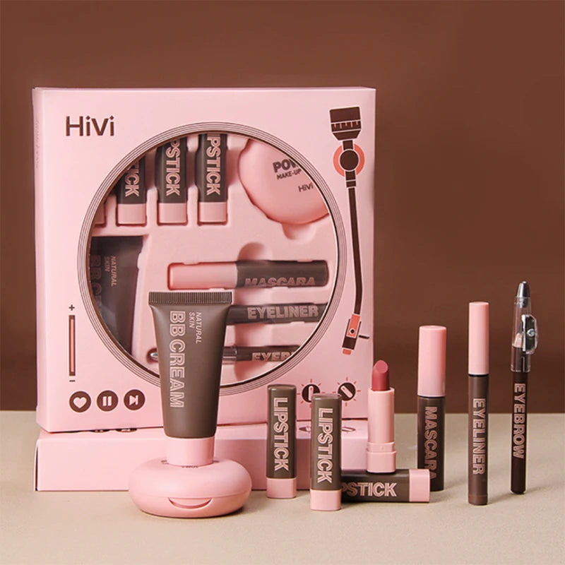 9-piece Lipstick Powder Mascara Eyebrow Pencil Set