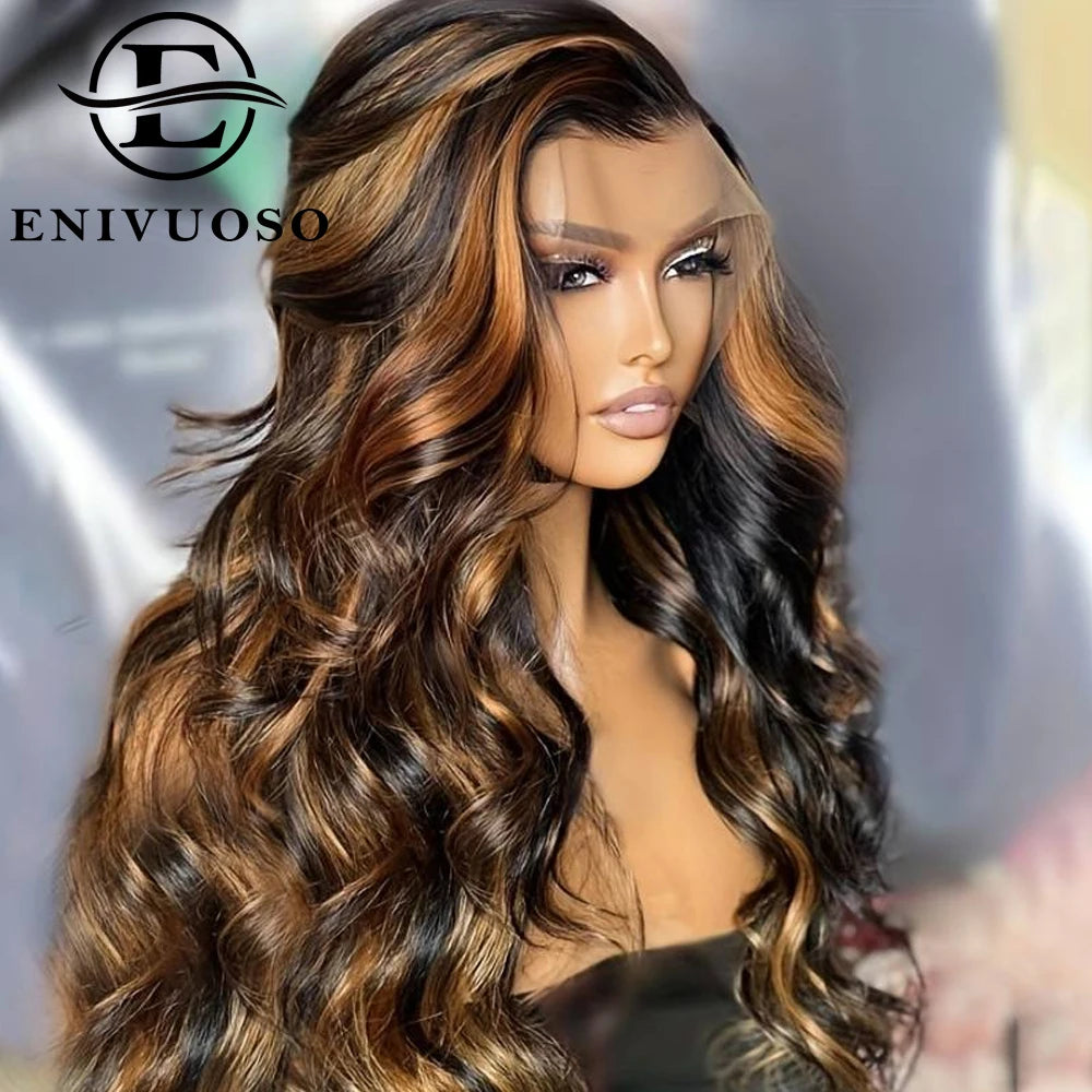 Ombre Burgundy Highlight Synthetic Lace Front Wigs Pre Plucked with Baby Hair Body Wave HD Lace Front Wigs