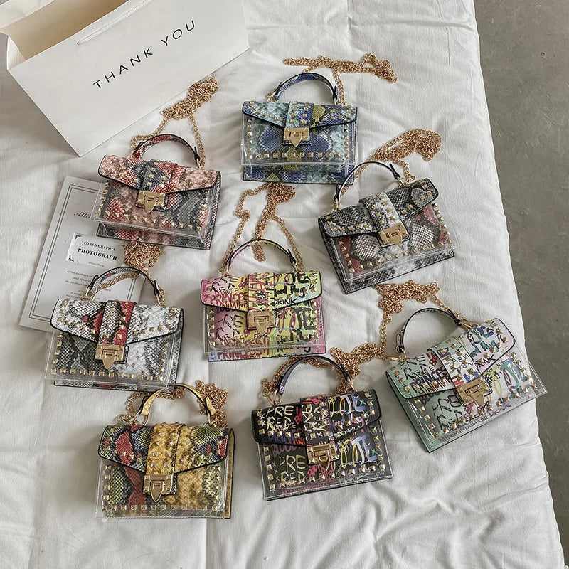 Studded Graffiti Crossbody Bag